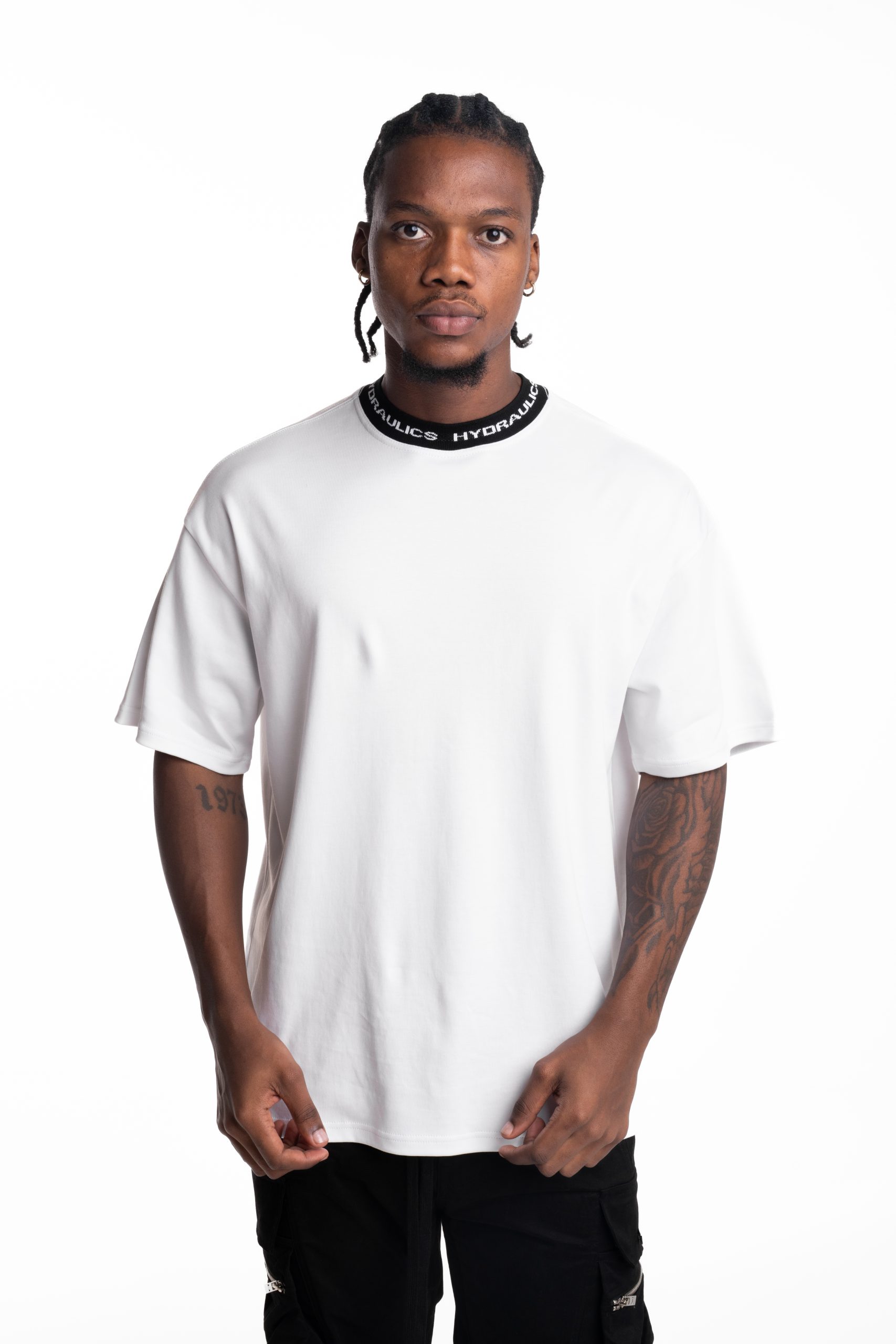 Hydraulics Contrast Branded Ribbing Oversized Fit T Shirt White |