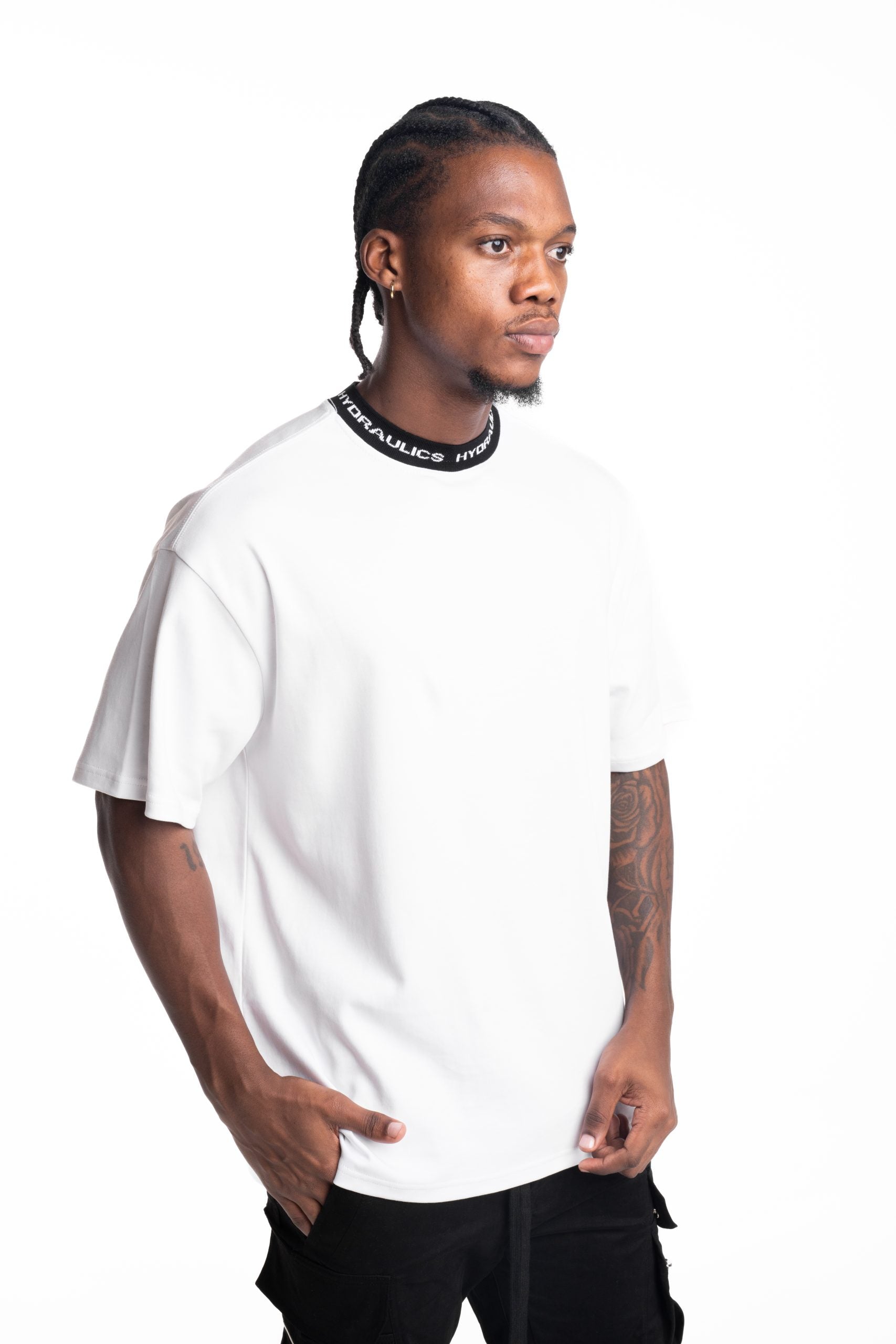 Hydraulics Contrast Branded Ribbing Oversized Fit T Shirt White |