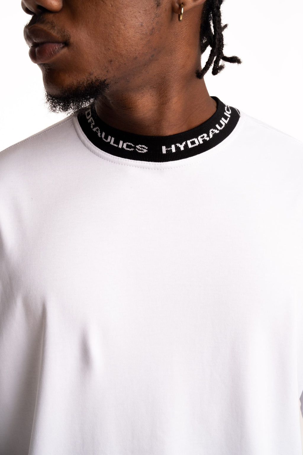 Hydraulics Contrast Branded Ribbing Oversized Fit T Shirt White |