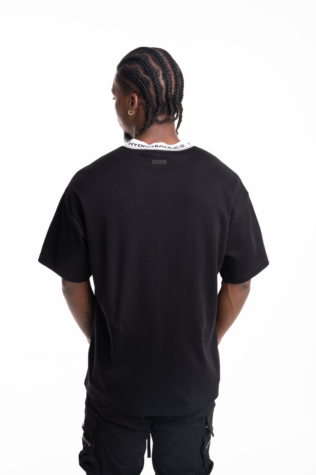 Hydraulics Contrast Branded Ribbing Oversized Fit T Shirt Black |