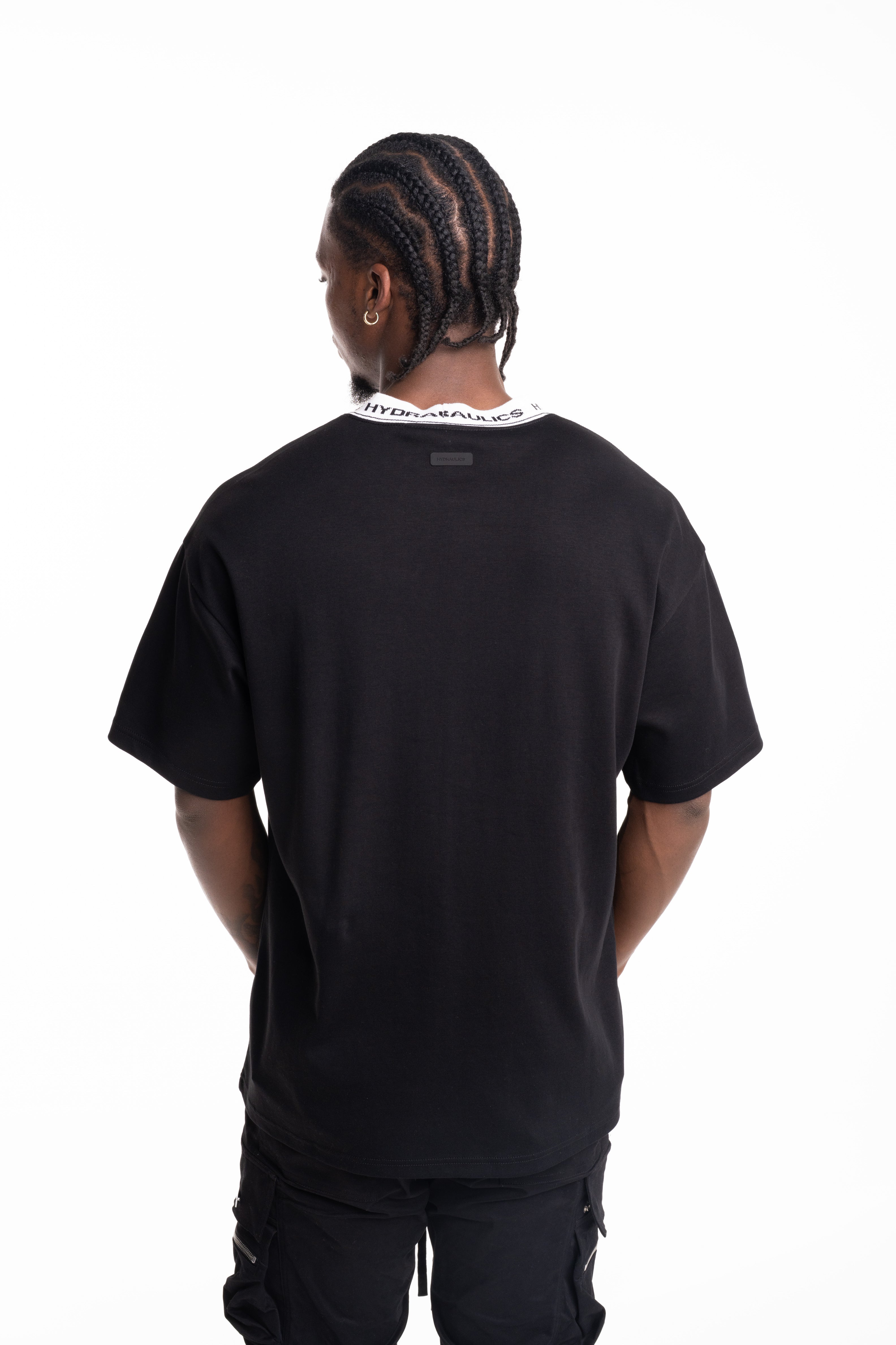 Hydraulics Contrast Branded Ribbing Oversized Fit T Shirt Black |