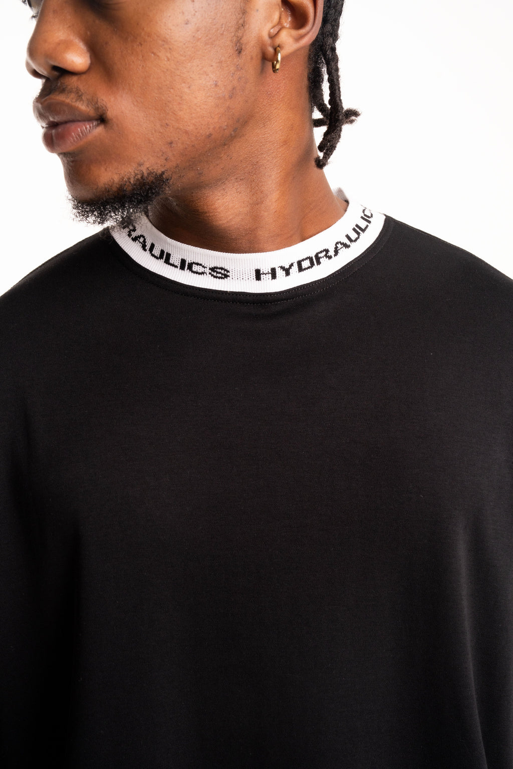 Hydraulics Contrast Branded Ribbing Oversized Fit T Shirt Black |