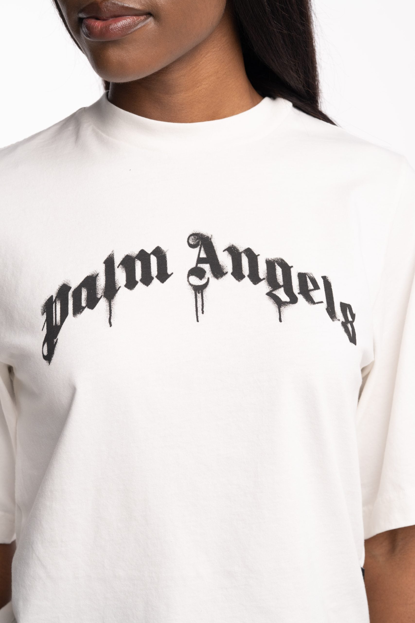 (Core) Palm Angels Ladies Curved Logo Boxy Tee | PWAA079S26JER004-0310