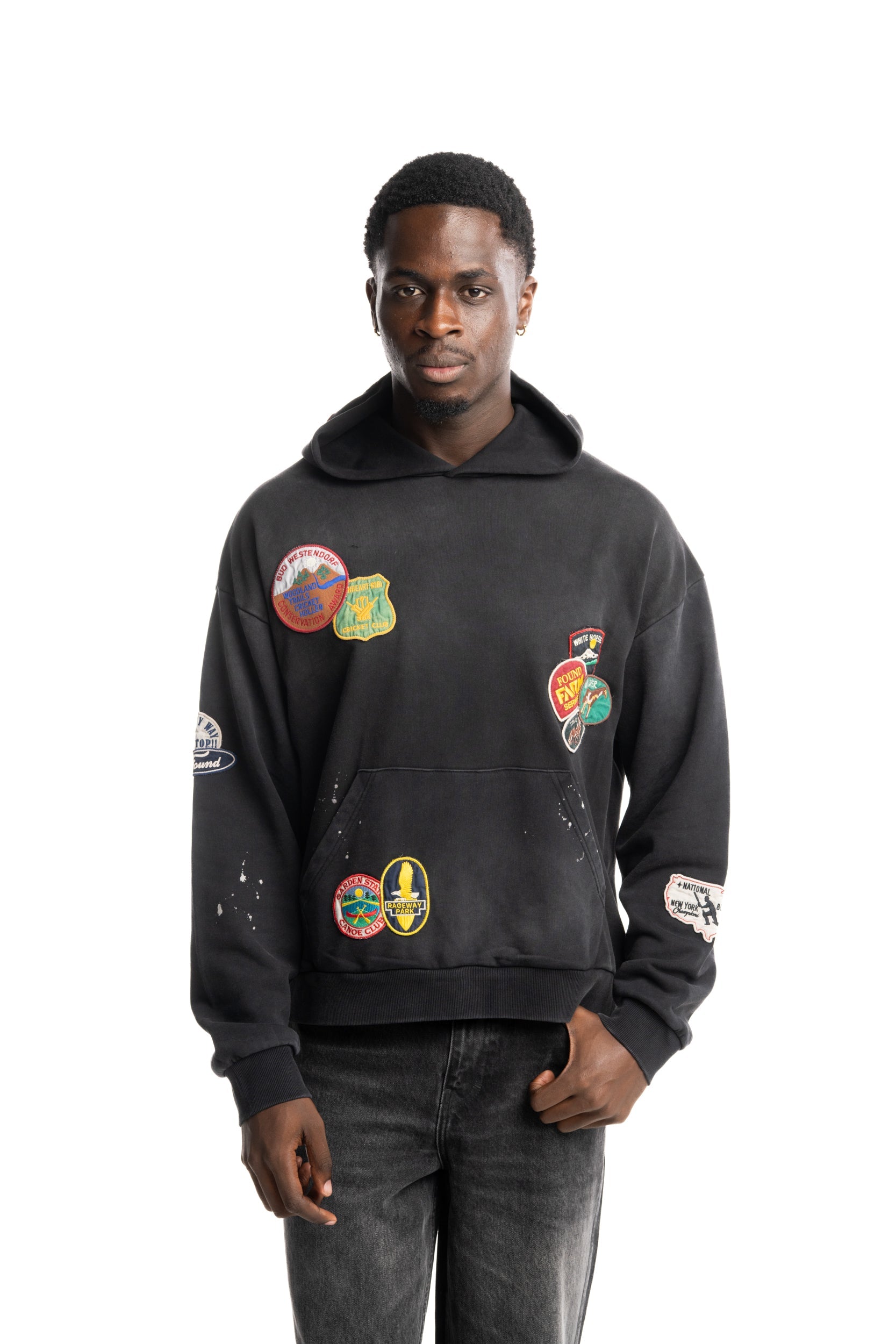 Found Men's Assorted Patchwork Hoodie Vintage Black | FOSS26HO06012-0027