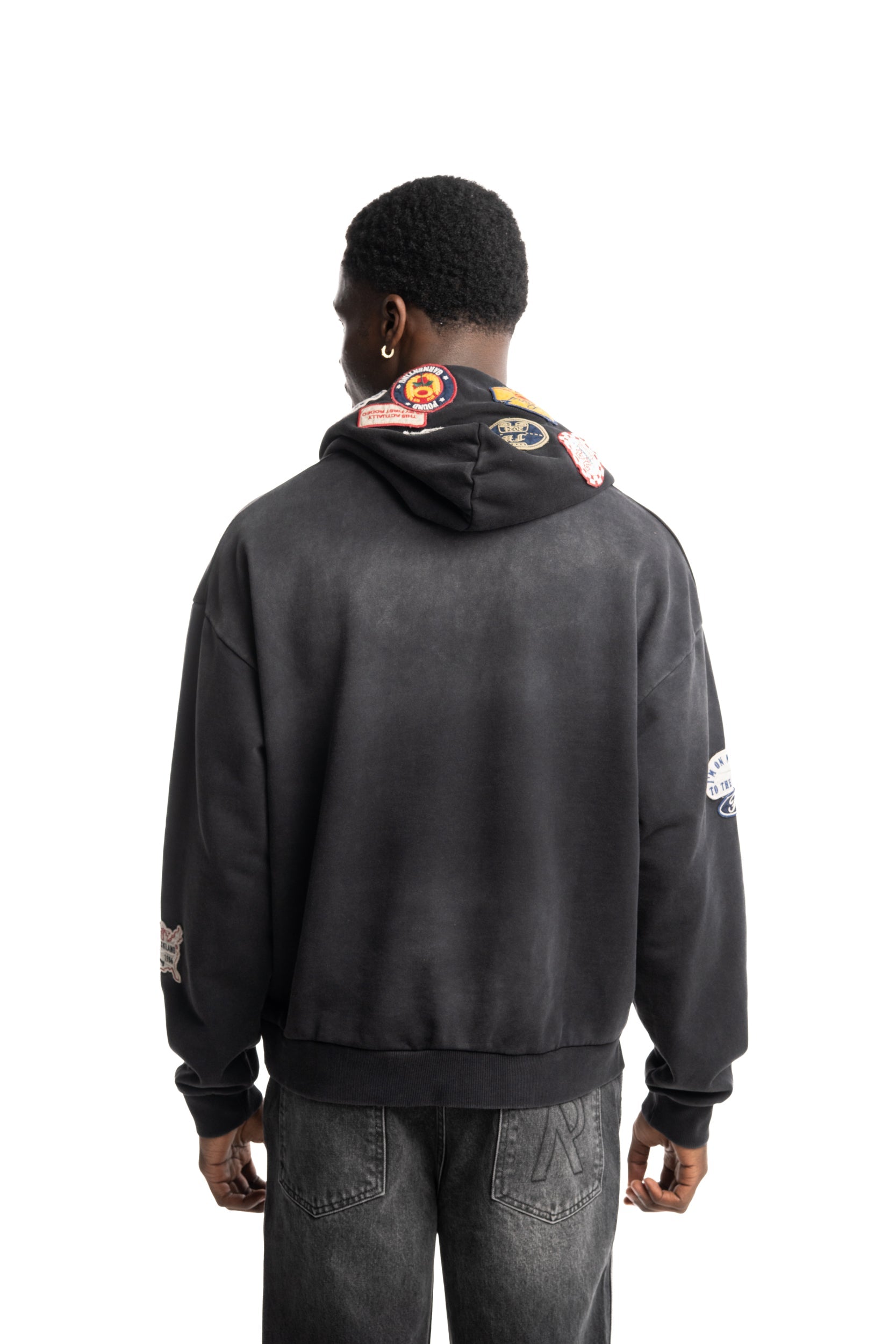Found Men's Assorted Patchwork Hoodie Vintage Black | FOSS26HO06012-0027