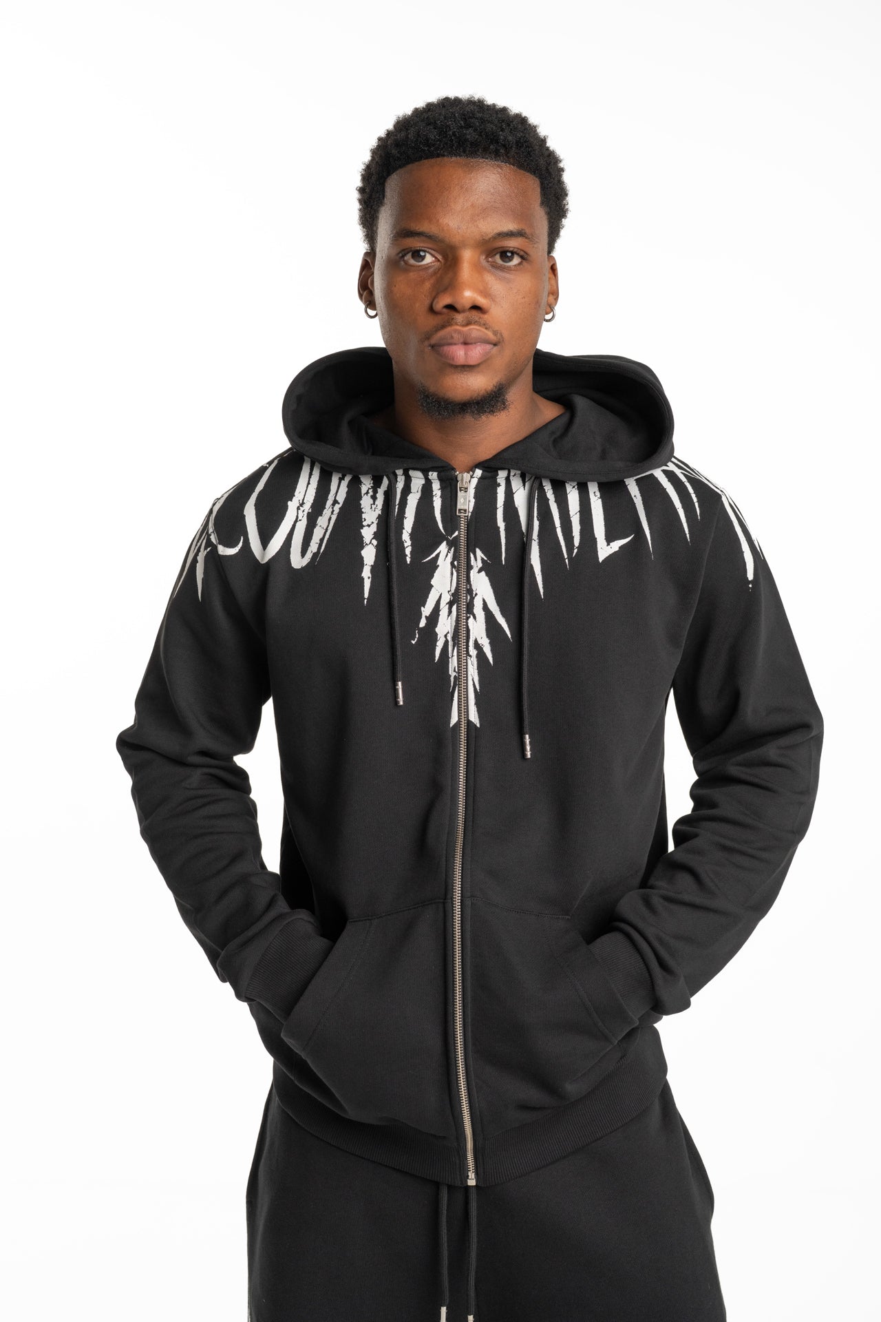 County of Milan Men's Zip Hoodie Black | S6CMMAZH001-Black