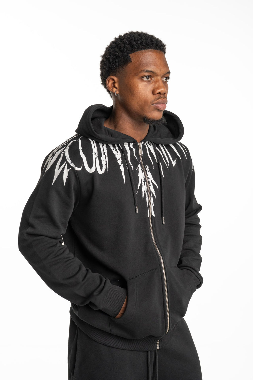 County of Milan Men's Zip Hoodie Black | S6CMMAZH001-Black