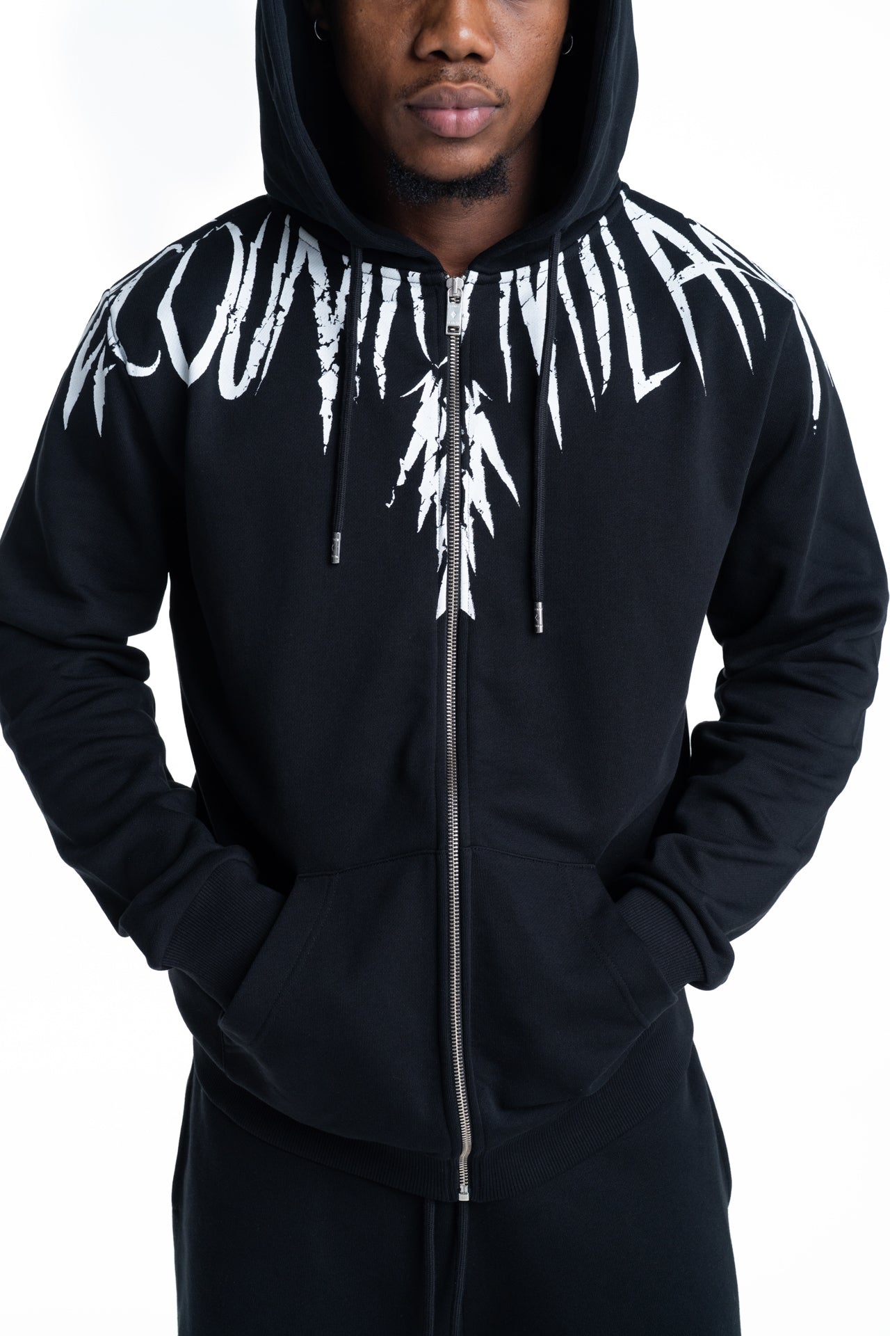County of Milan Men's Zip Hoodie Black | S6CMMAZH001-Black
