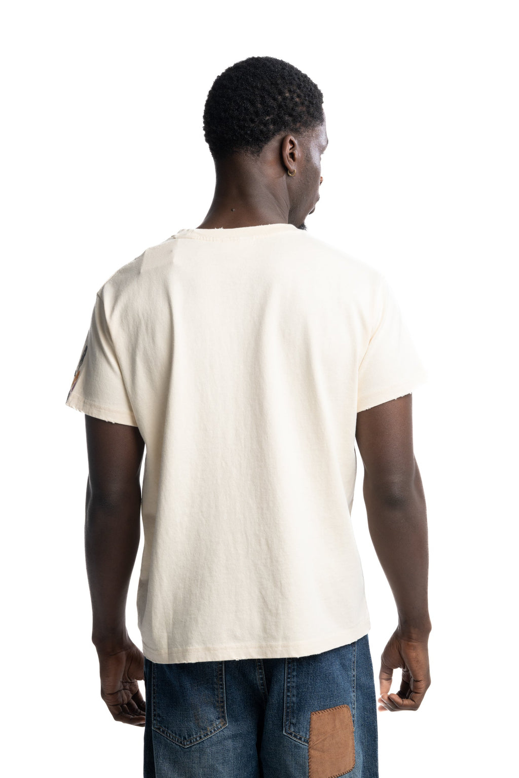Found Men's Tapestry Logo Paint Tee Washed Off White | FOSS26TT16012-6368