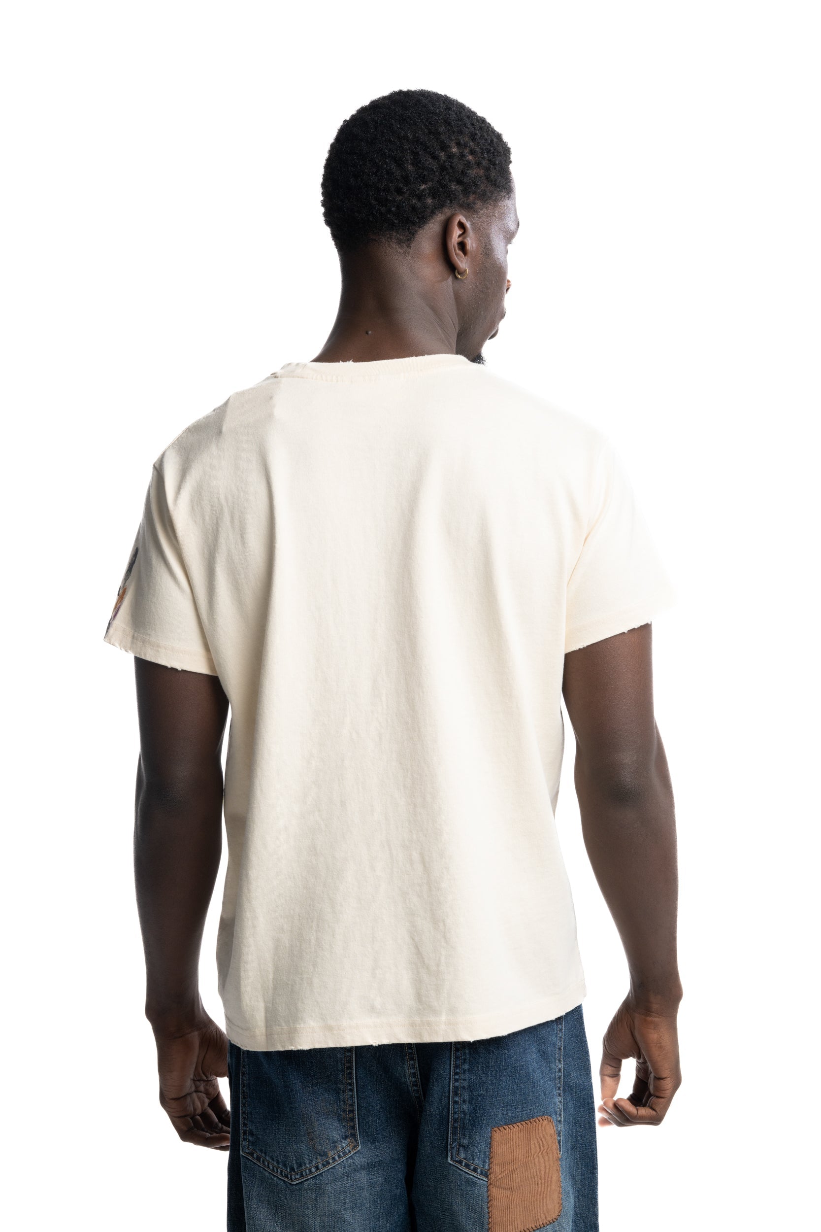 Found Men's Tapestry Logo Paint Tee Washed Off White | FOSS26TT16012-6368