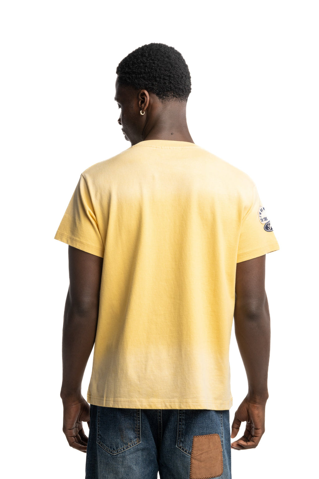 Found Men's Embroidered Patches Camp Tee Washed Yellow | FOSS26TT10012-6365