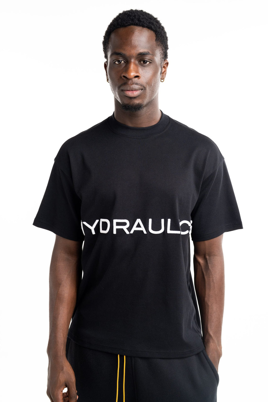 Hydraulics Men's 3D Embroidered Logo Oversized Fit T Shirt Black |