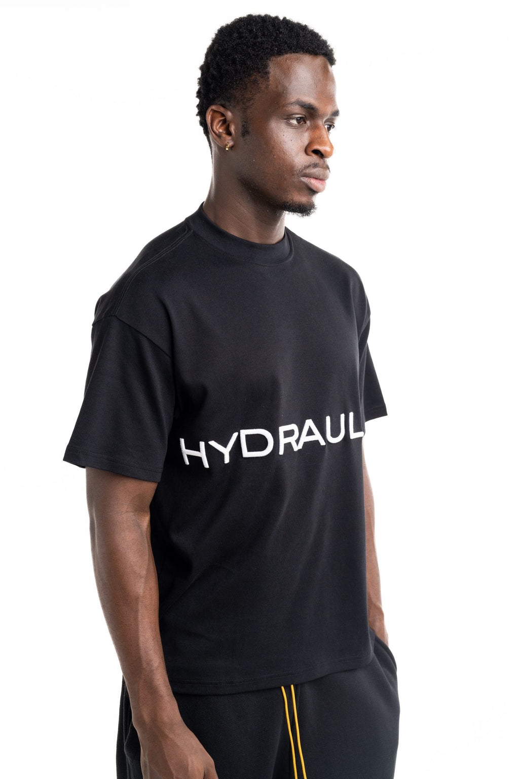 Hydraulics Men's 3D Embroidered Logo Oversized Fit T Shirt Black |
