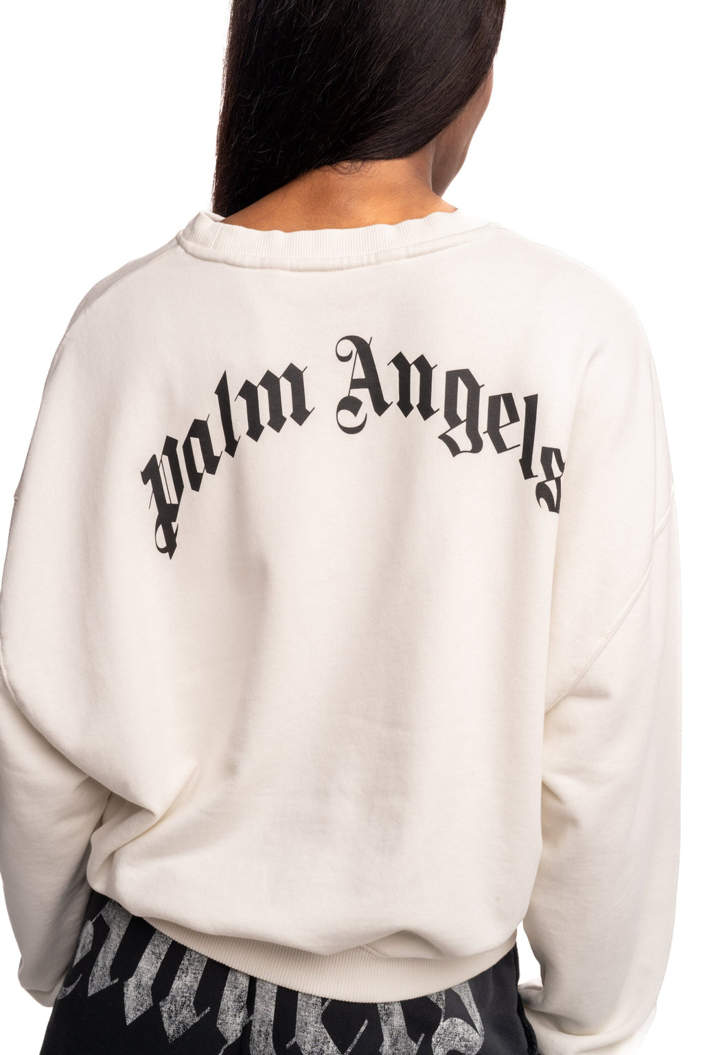 Palm Angels Ladies Curved Logo Loose Crop Crew | PWBA05DS26FLE001-0310
