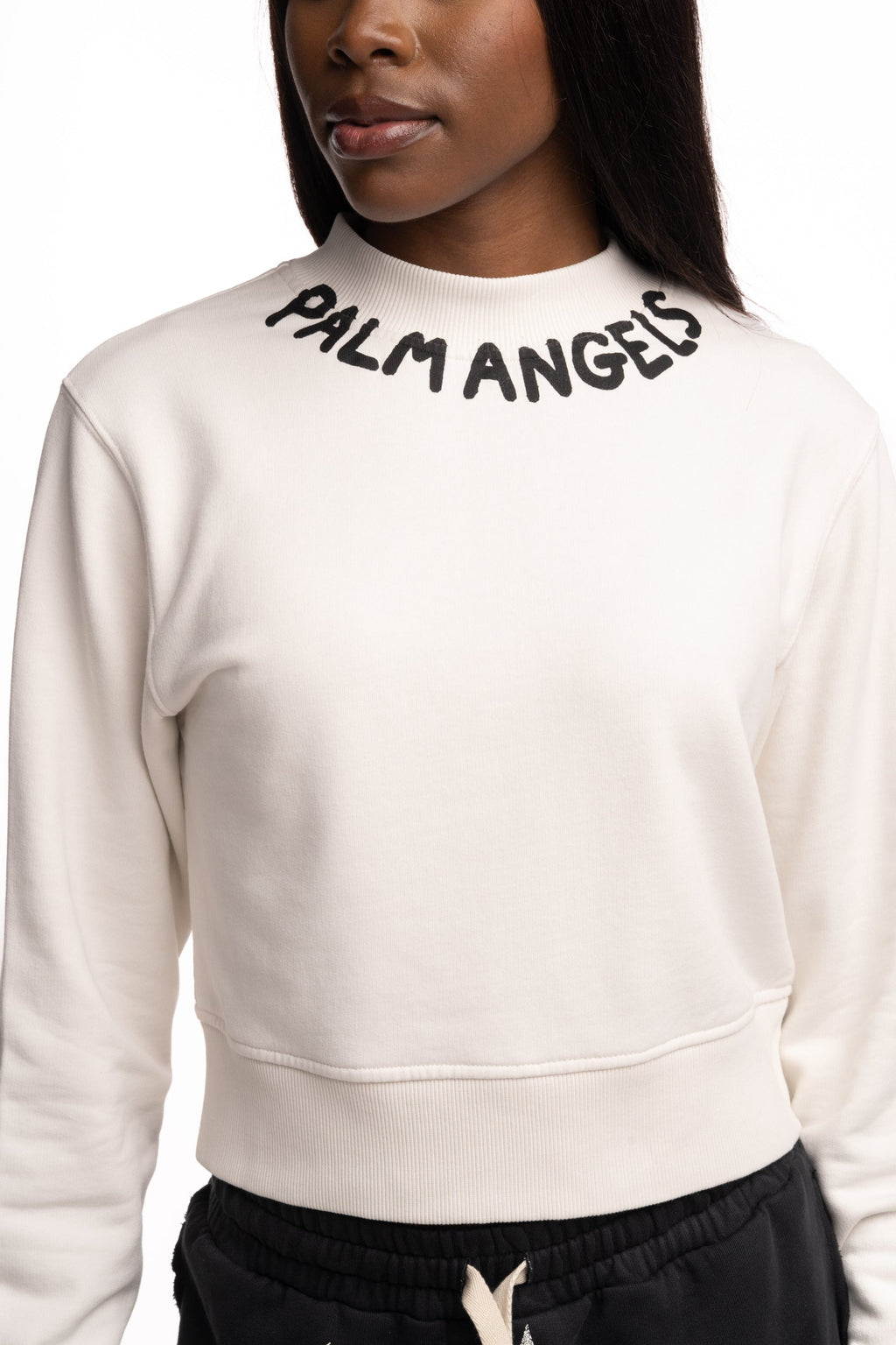 (Core) Palm Angels Ladies Neck Logo Fitted Crew | PWBA016S26FLE002-0310