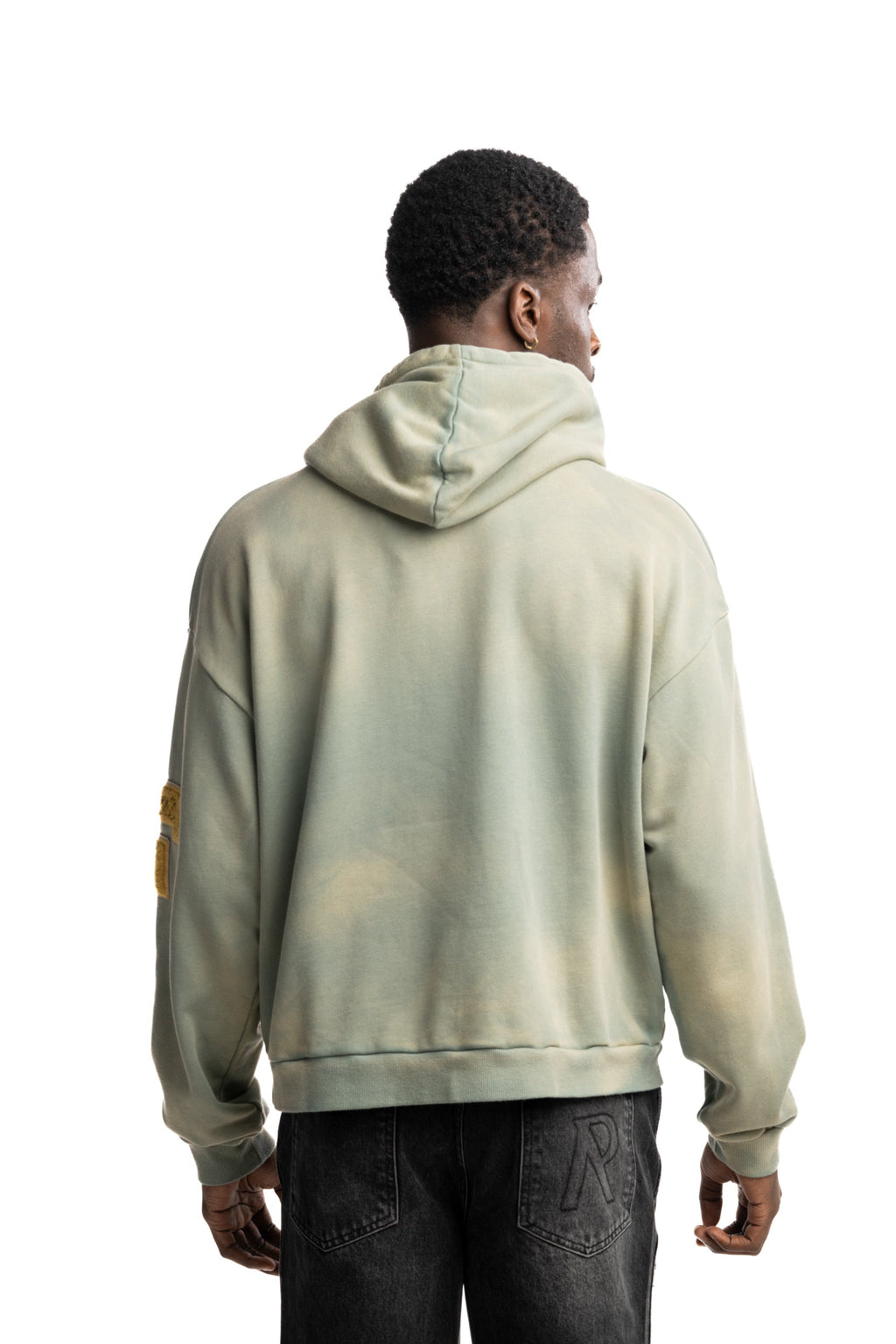 Found Men's Multi Patch Hoodie Washed Sage | FOSS26HO15012-0394