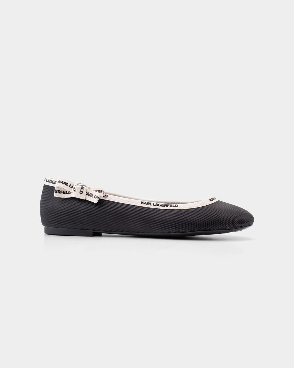 Karl Lagerfeld Ladies Karo Ribbon Collar Pump Black Nylon Textile | KL40129-H00