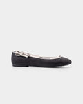 Karl Lagerfeld Ladies Karo Ribbon Collar Pump Black Nylon Textile | KL40129-H00
