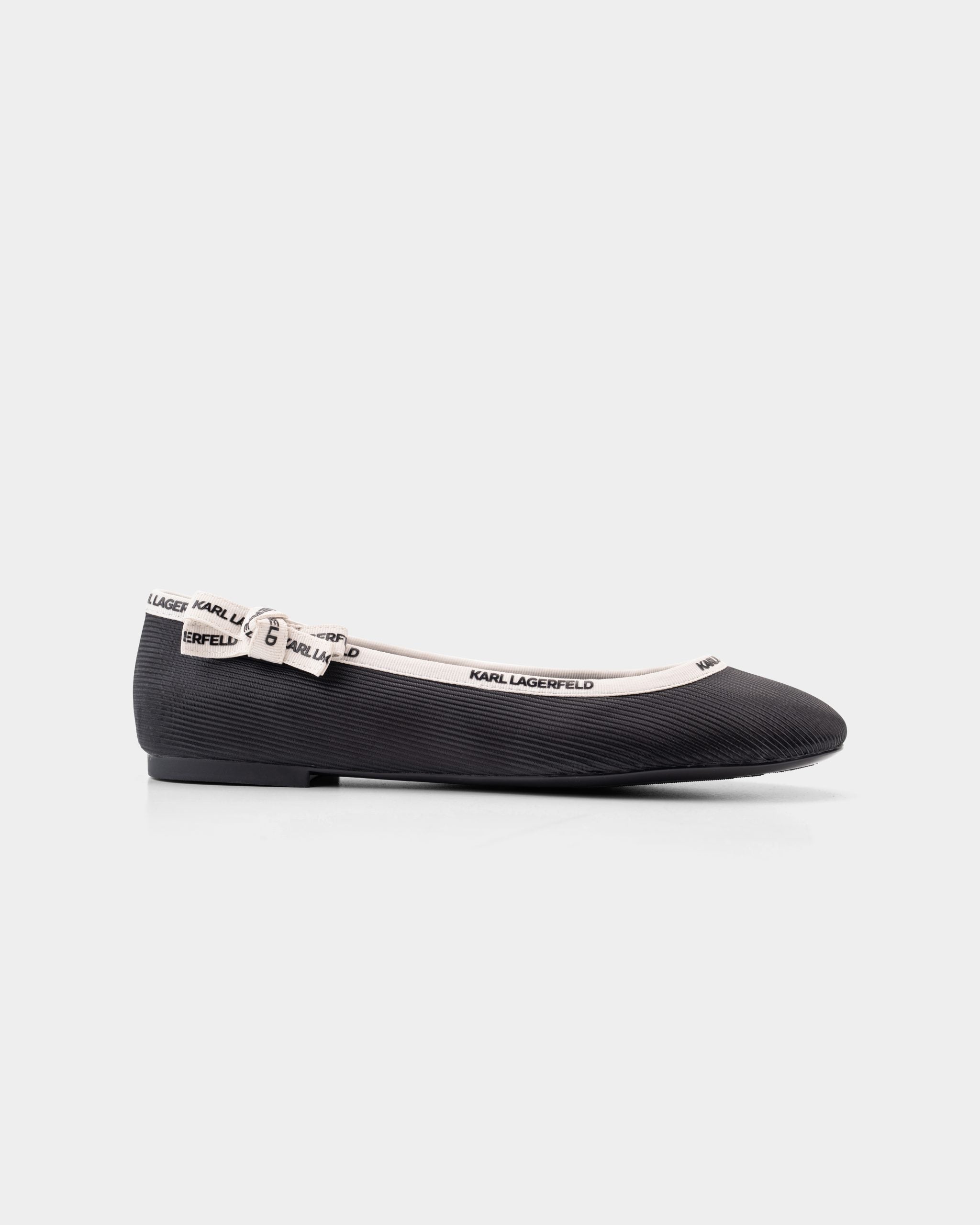Karl Lagerfeld Ladies Karo Ribbon Collar Pump Black Nylon Textile | KL40129-H00
