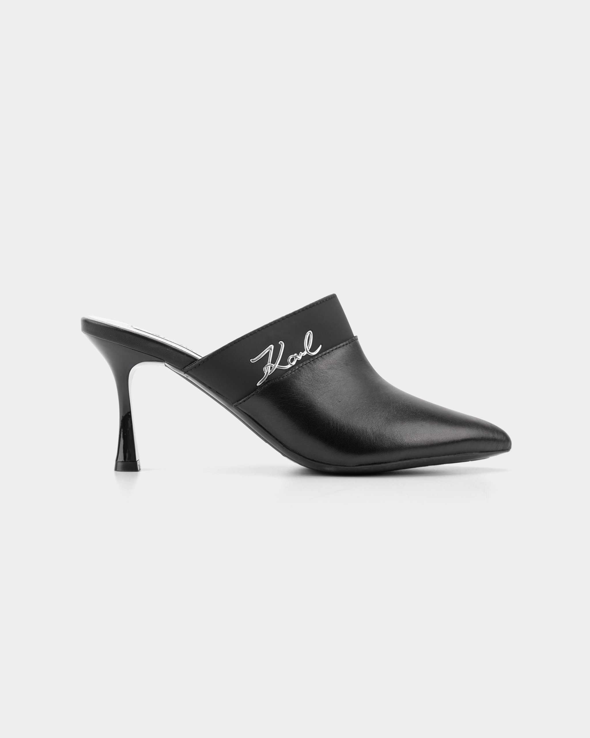 Karl Lagerfeld Ladies Sienna Mule Black Lthr w/Silver | KL32701-00S