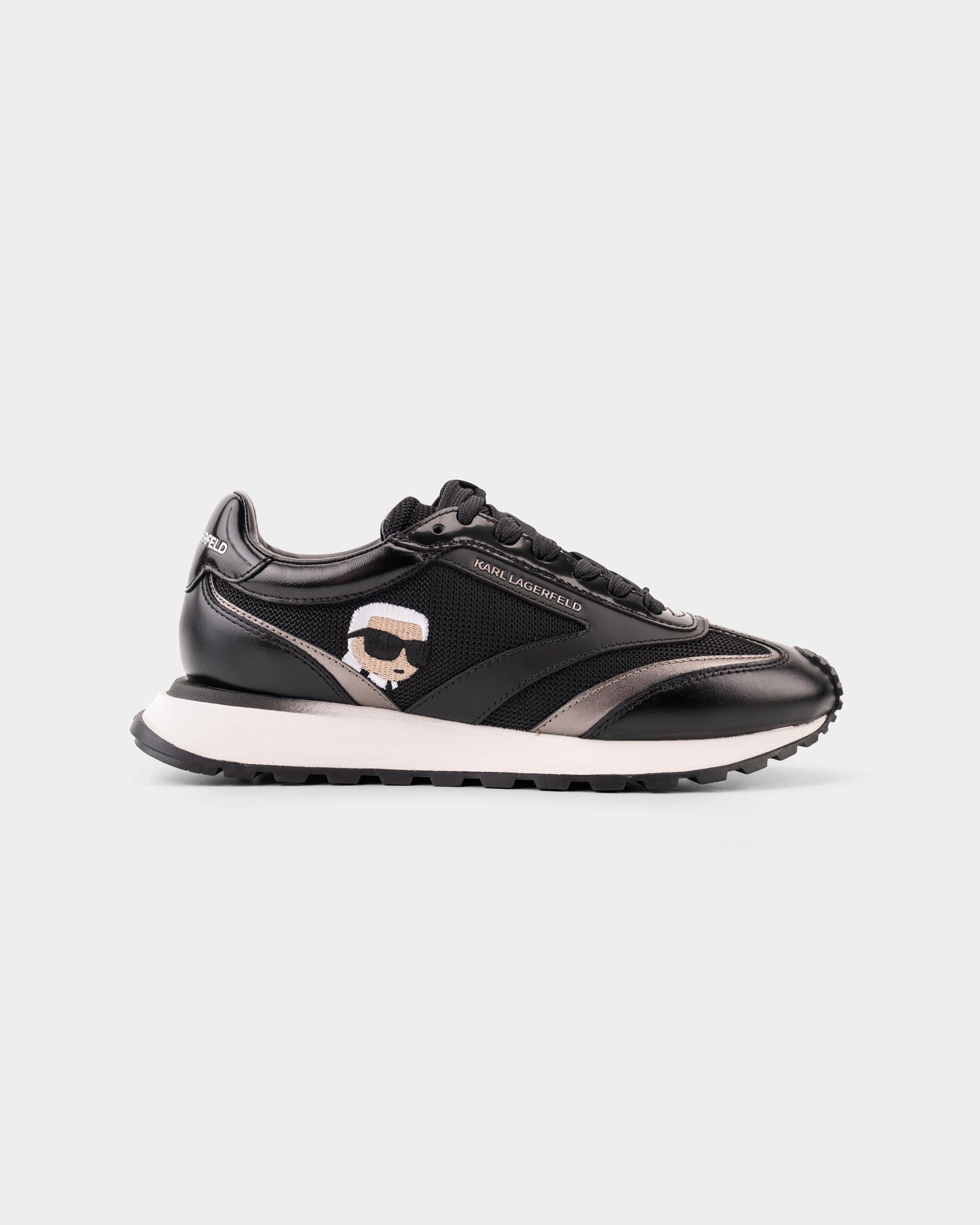 Karl Lagerfeld Ladies Kairo NFT Peep Lo Lace Black Lthr & Textile | KL61131N-400