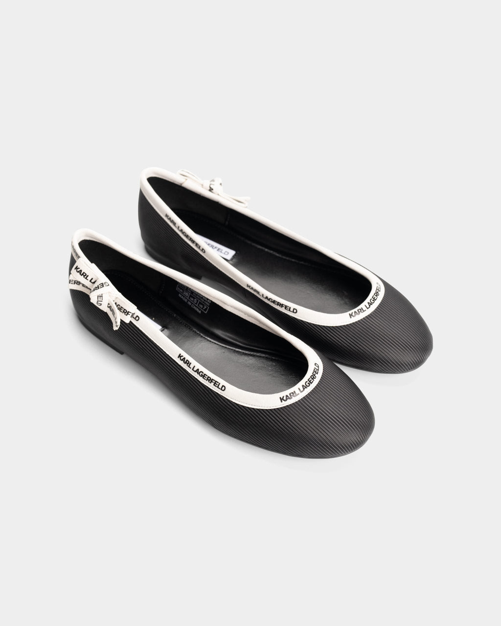 Karl Lagerfeld Ladies Karo Ribbon Collar Pump Black Nylon Textile | KL40129-H00