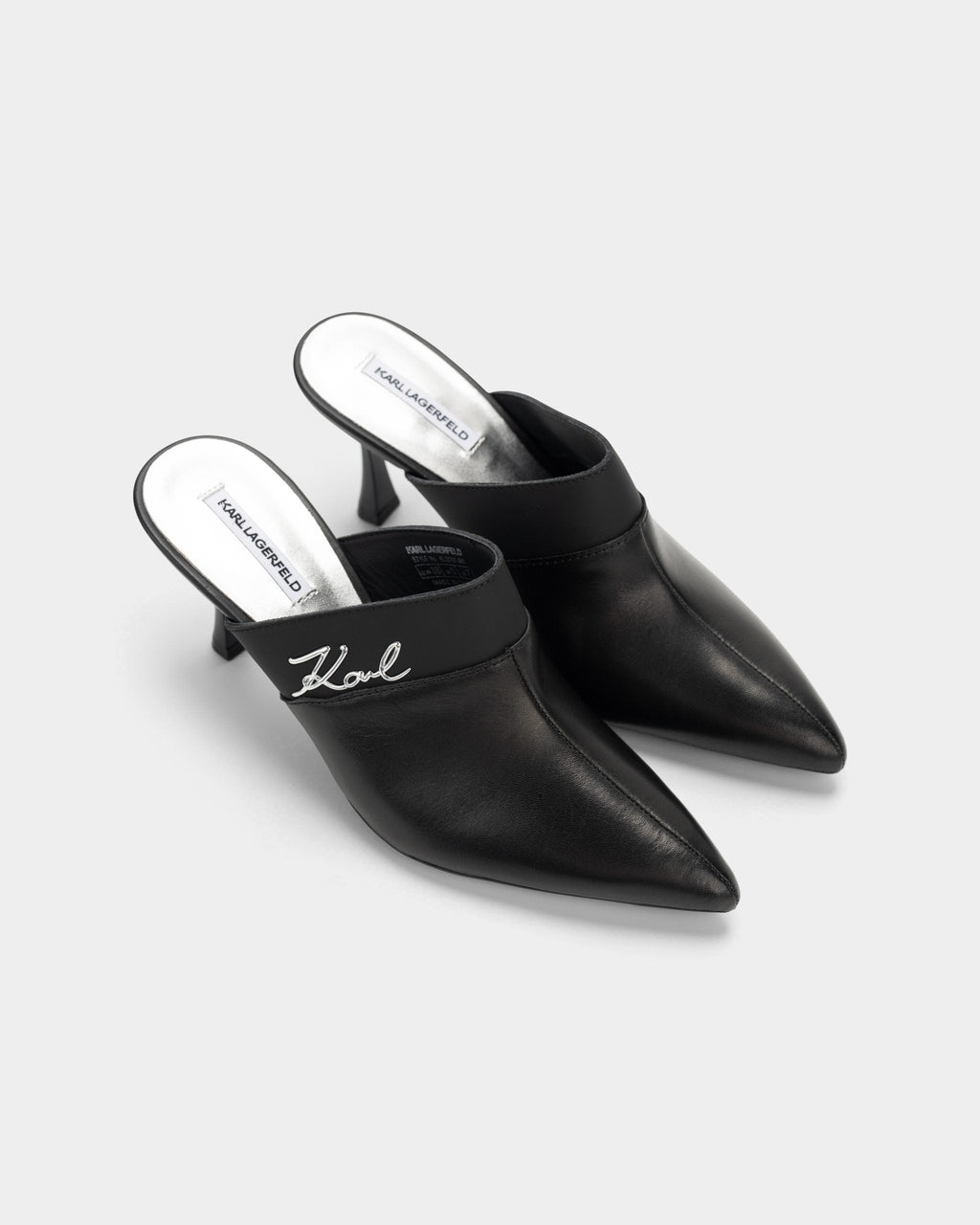 Karl Lagerfeld Ladies Sienna Mule Black Lthr w/Silver | KL32701-00S