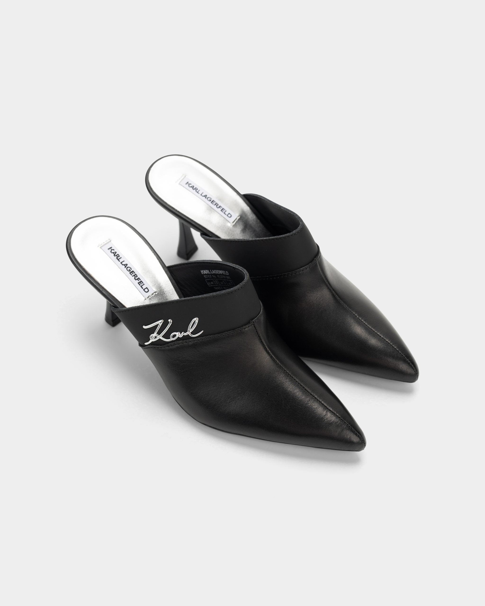 Karl Lagerfeld Ladies Sienna Mule Black Lthr w/Silver | KL32701-00S