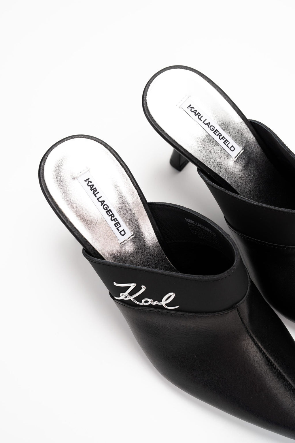 Karl Lagerfeld Ladies Sienna Mule Black Lthr w/Silver | KL32701-00S