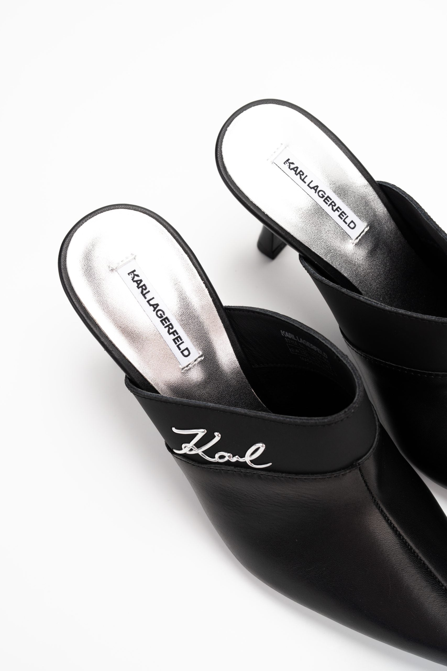 Karl Lagerfeld Ladies Sienna Mule Black Lthr w/Silver | KL32701-00S
