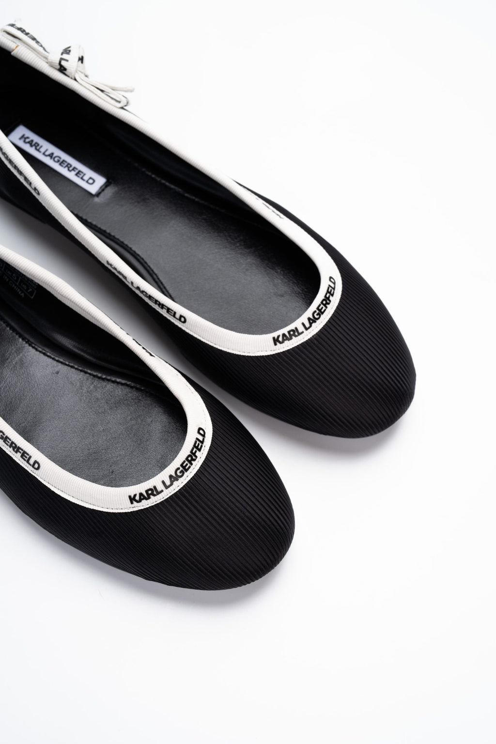 Karl Lagerfeld Ladies Karo Ribbon Collar Pump Black Nylon Textile | KL40129-H00