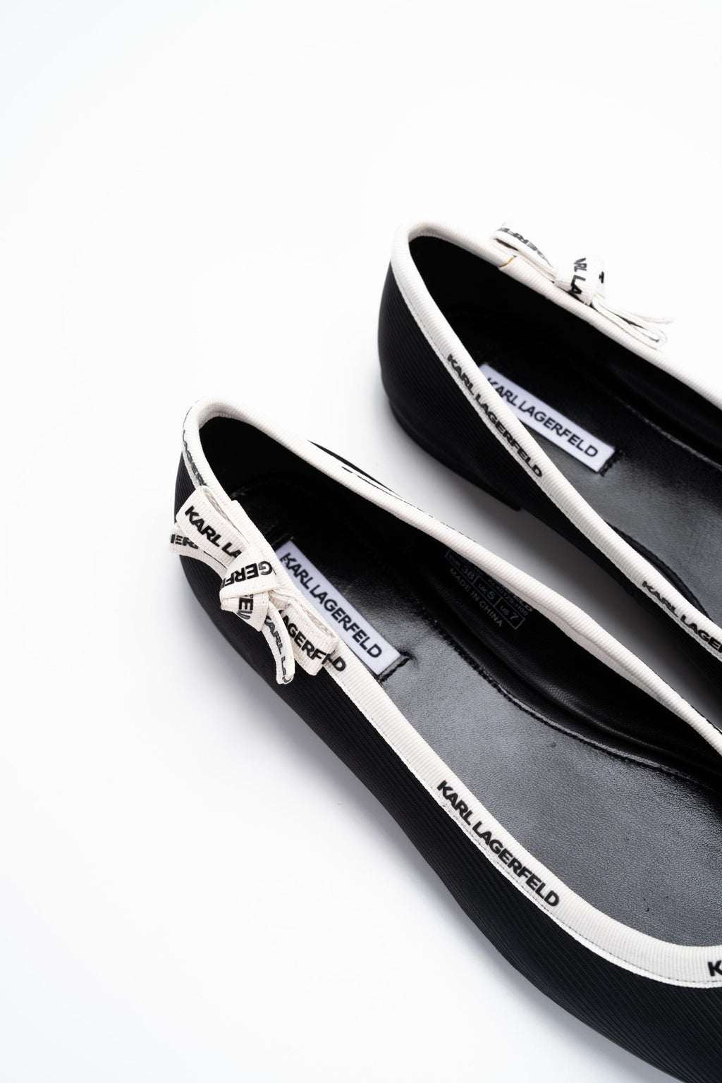 Karl Lagerfeld Ladies Karo Ribbon Collar Pump Black Nylon Textile | KL40129-H00