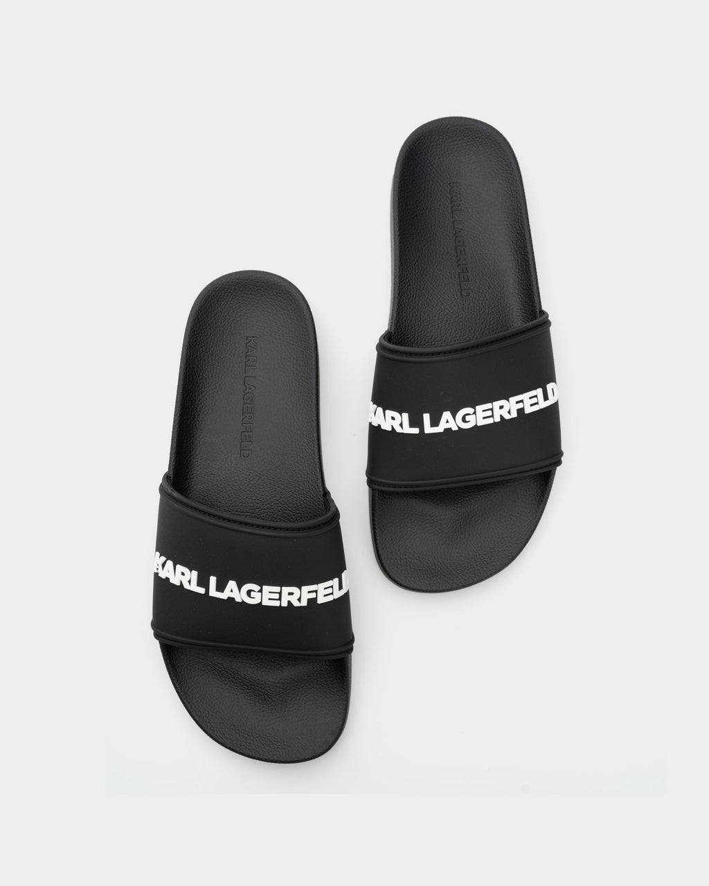 Karl Lagerfeld Men's Kondo II Long Logo Slide Black Rubber | KL70004C-V00