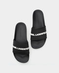 Karl Lagerfeld Men's Kondo II Long Logo Slide Black Rubber | KL70004C-V00
