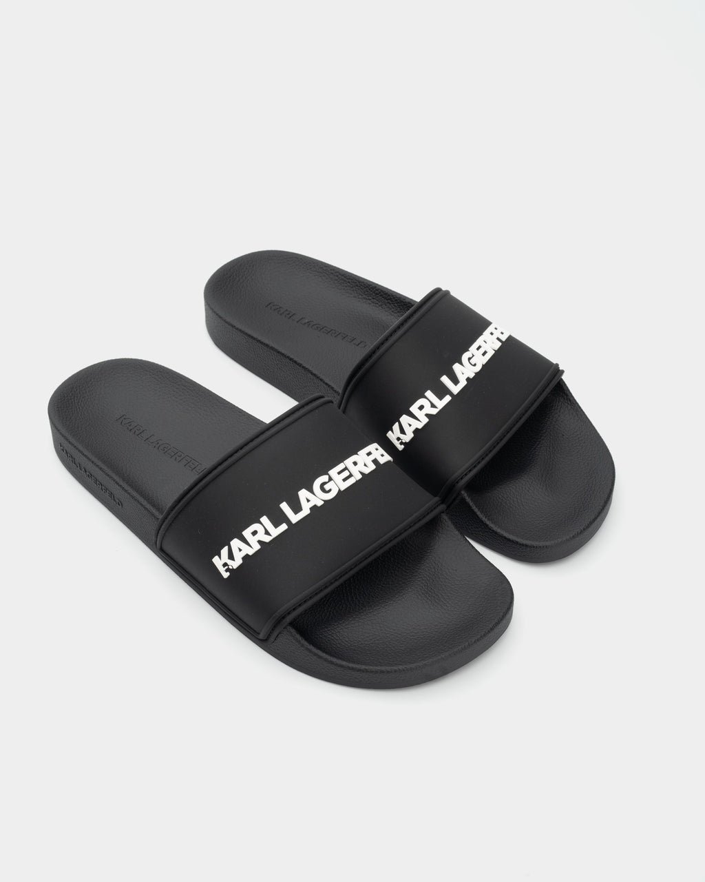 Karl Lagerfeld Men's Kondo II Long Logo Slide Black Rubber | KL70004C-V00