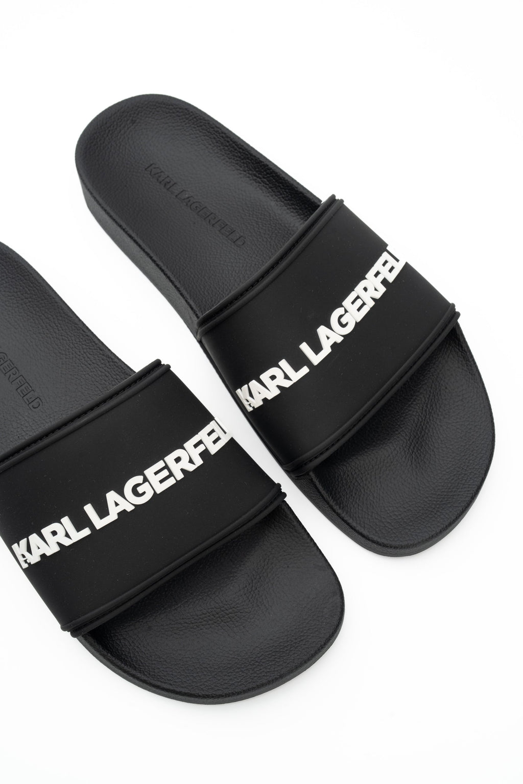 Karl Lagerfeld Men's Kondo II Long Logo Slide Black Rubber | KL70004C-V00