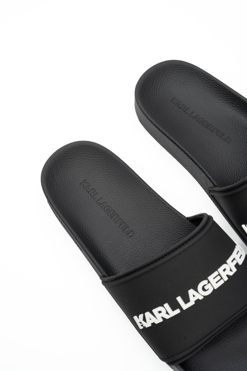Karl Lagerfeld Men's Kondo II Long Logo Slide Black Rubber | KL70004C-V00