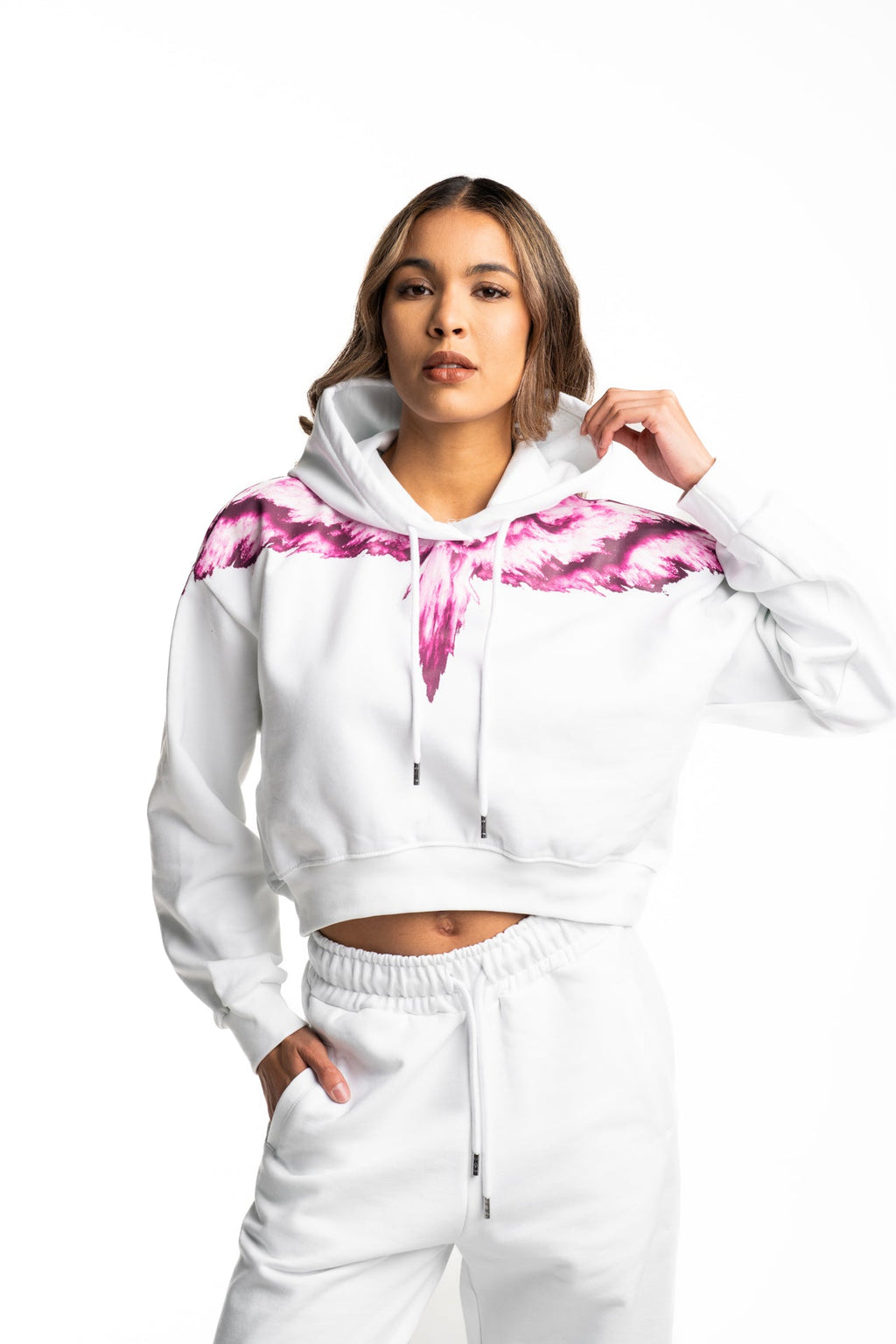 County of Milan Ladies Crop Sweater | 26ECM30100-White/Pink