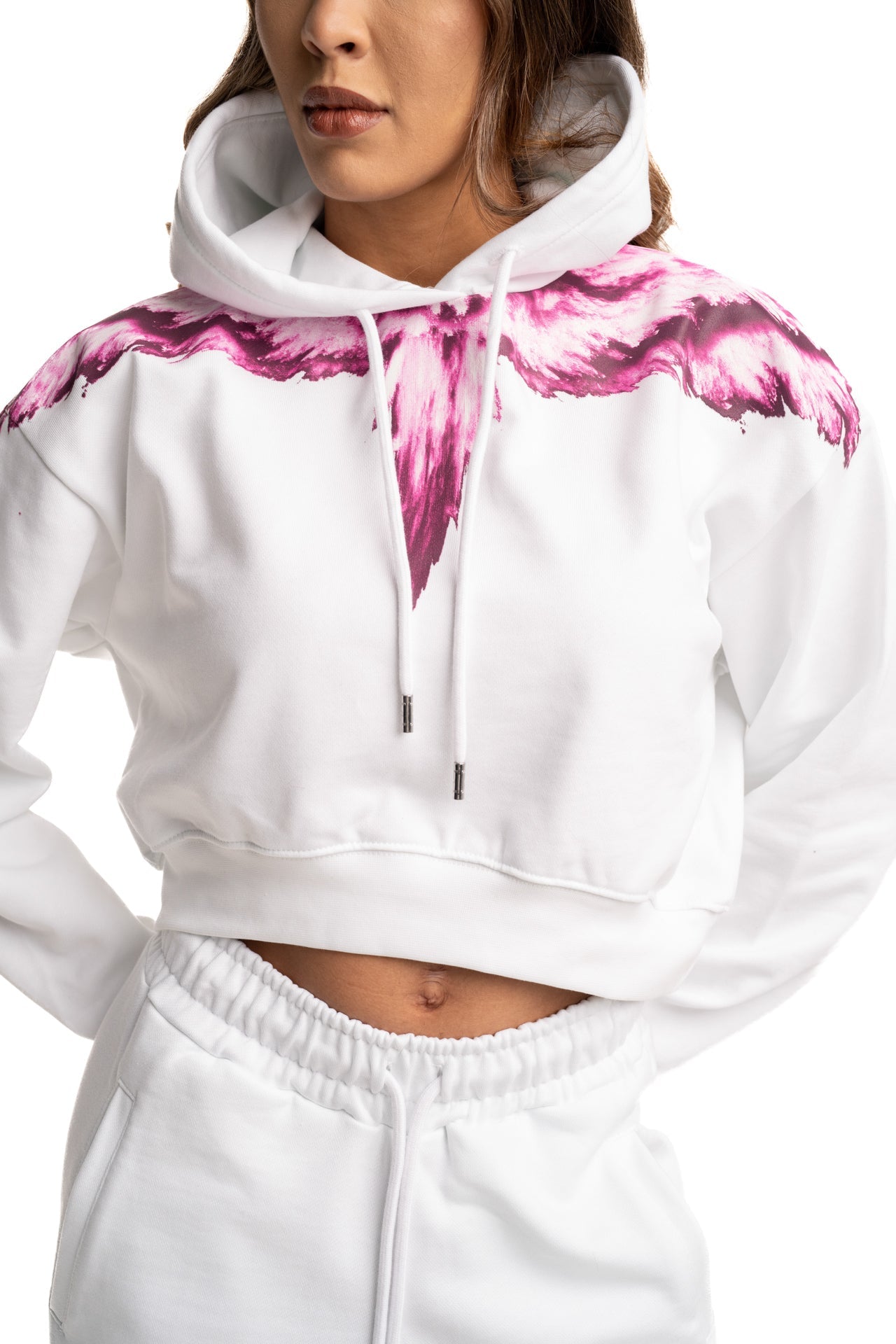County of Milan Ladies Crop Sweater | 26ECM30100-White/Pink