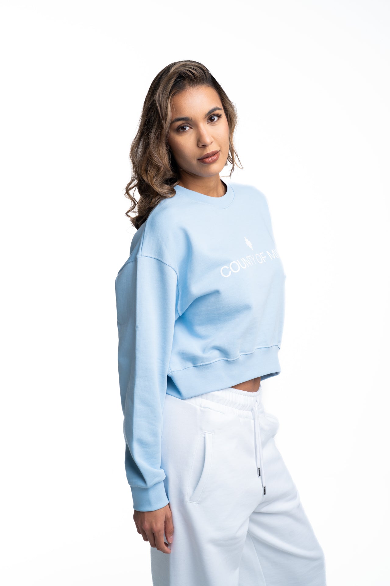 County of Milan Ladies Crop Sweater | 26ECM30108-Celeste