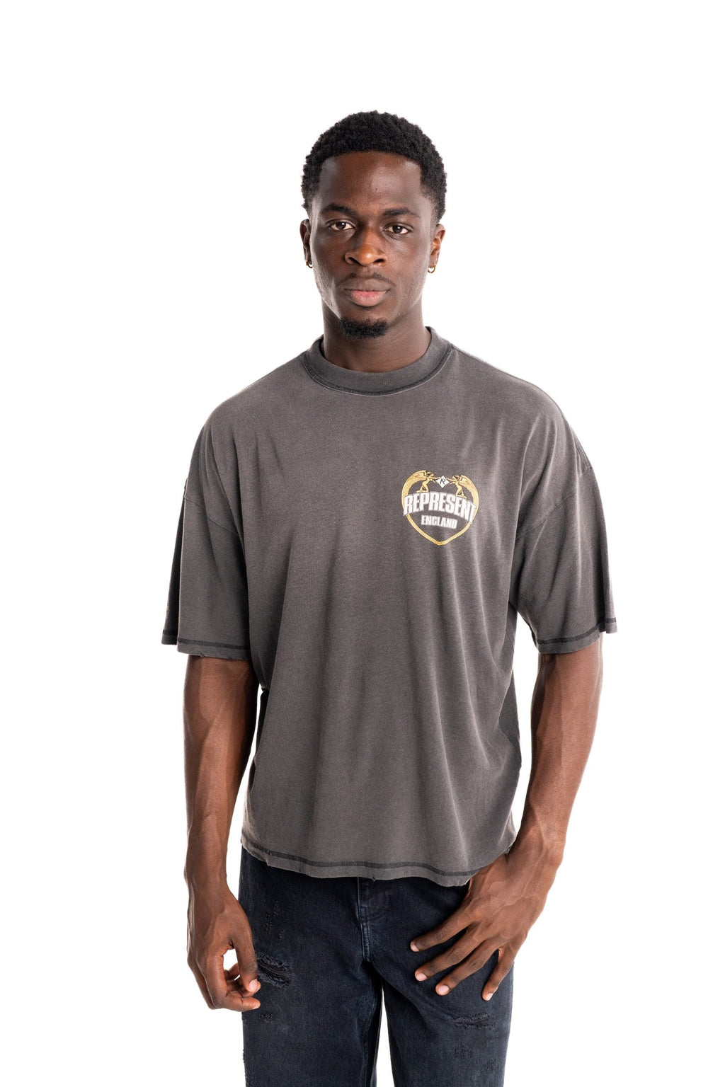 Represent Men's Angel Border T Shirt | MLM100171-04-Stained Black