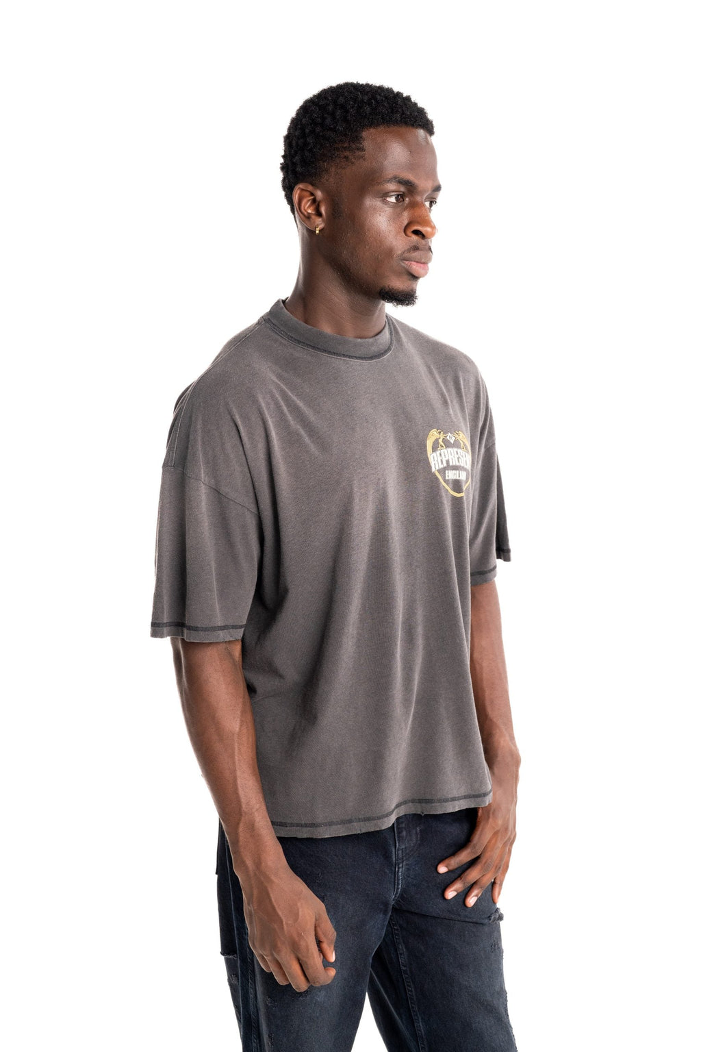 Represent Men's Angel Border T Shirt | MLM100171-04-Stained Black