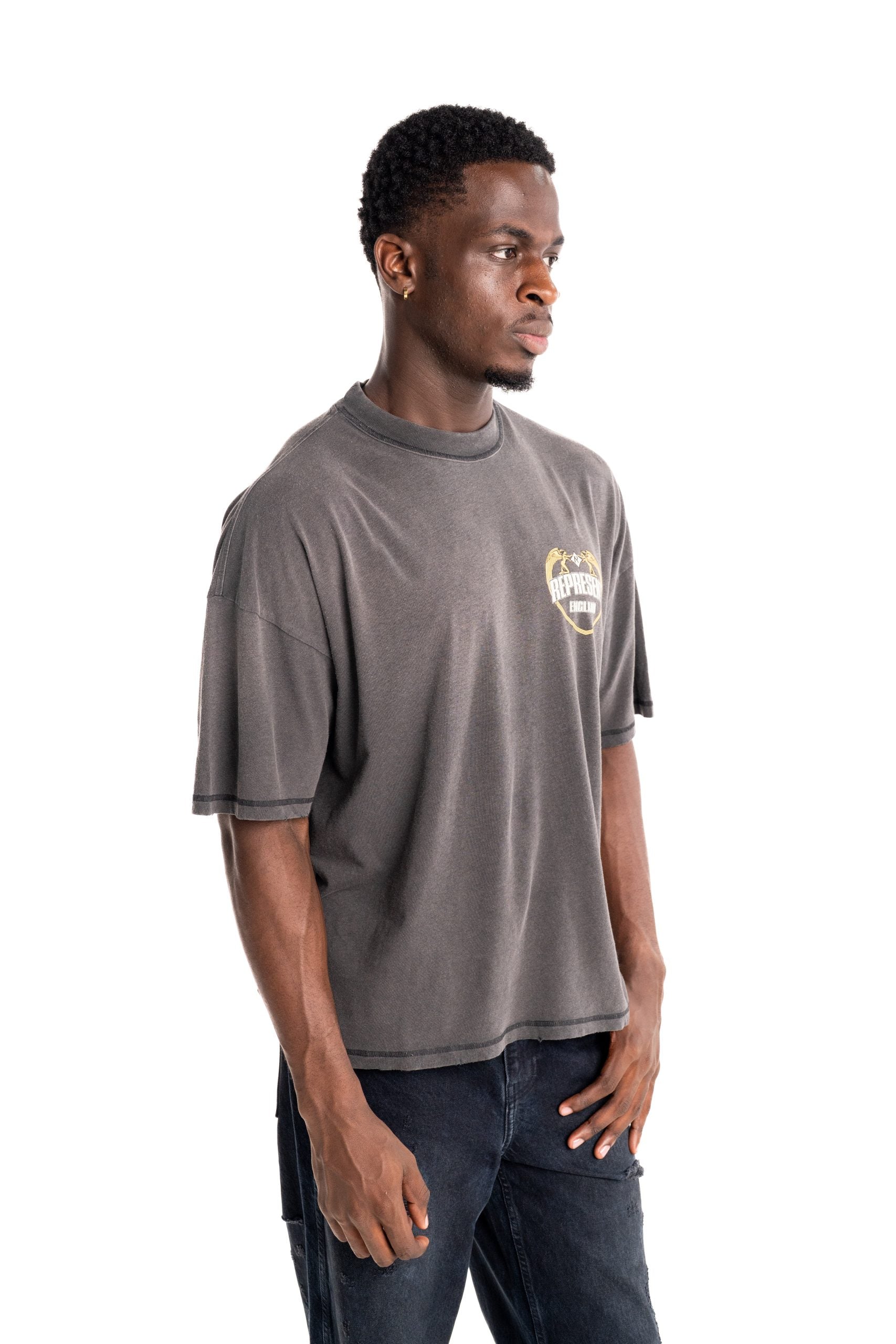 Represent Men's Angel Border T Shirt | MLM100171-04-Stained Black