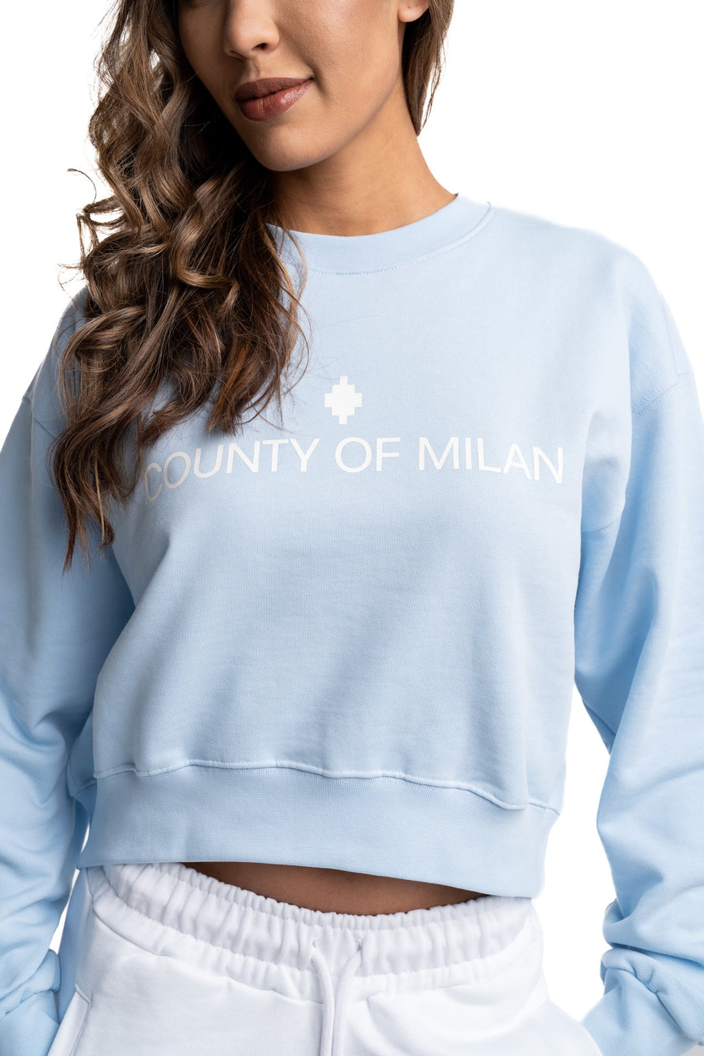 County of Milan Ladies Crop Sweater | 26ECM30108-Celeste
