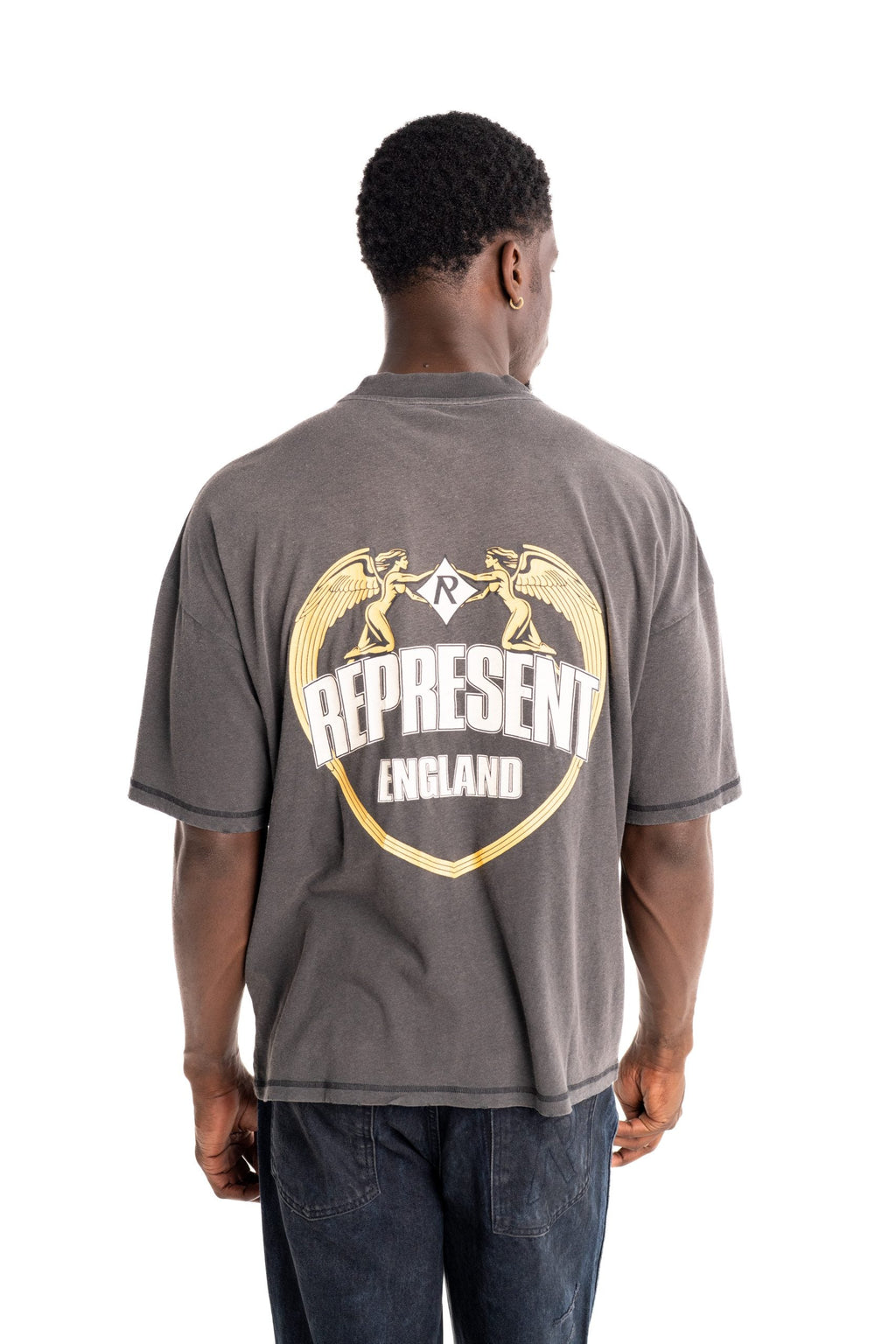 Represent Men's Angel Border T Shirt | MLM100171-04-Stained Black