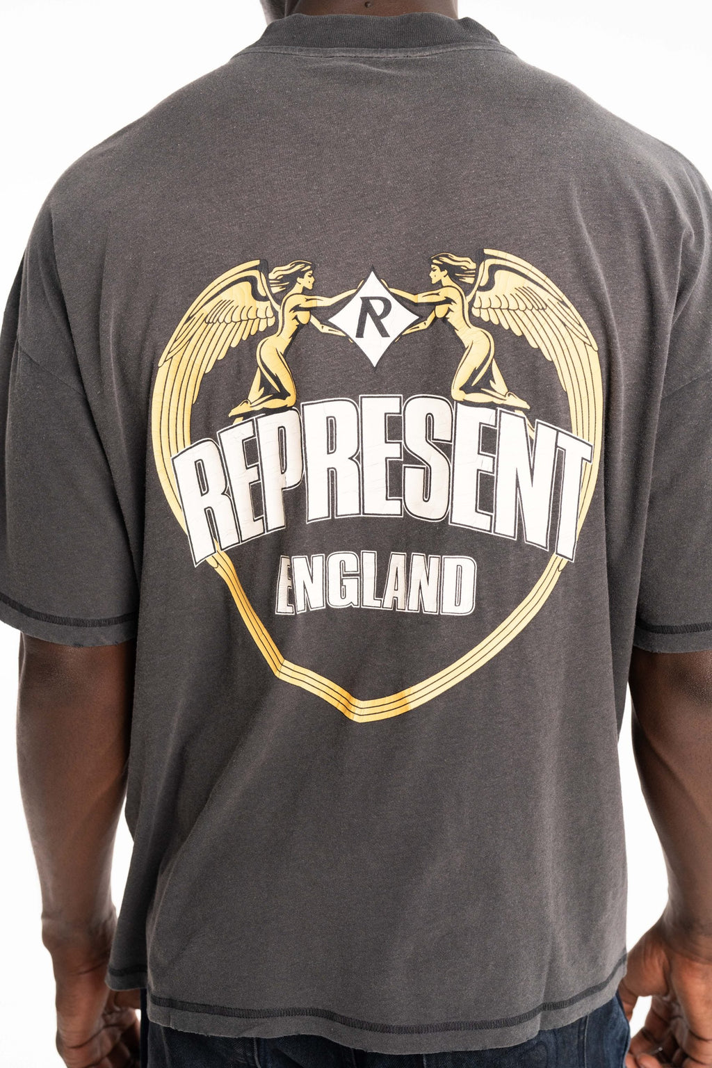 Represent Men's Angel Border T Shirt | MLM100171-04-Stained Black