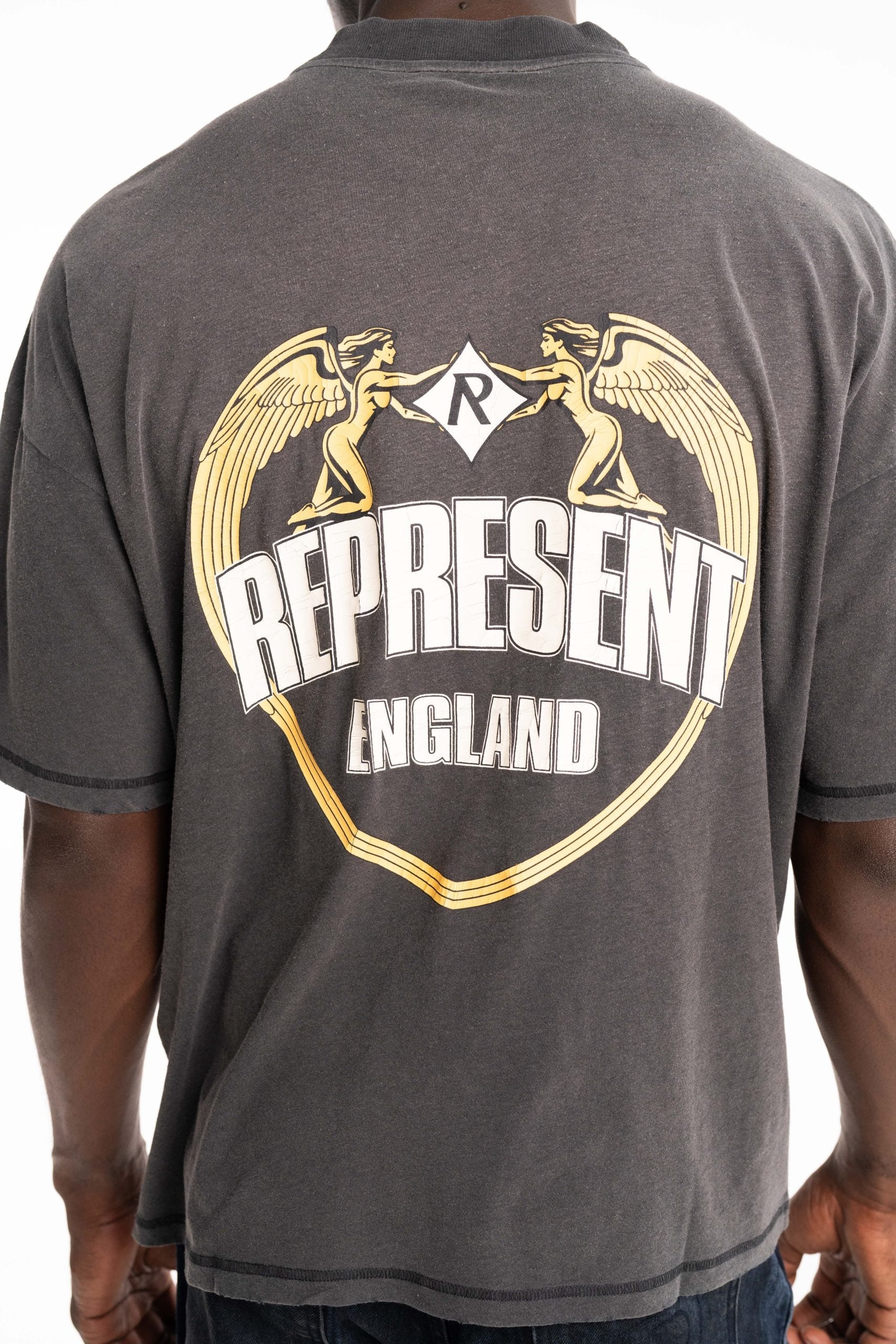 Represent Men's Angel Border T Shirt | MLM100171-04-Stained Black