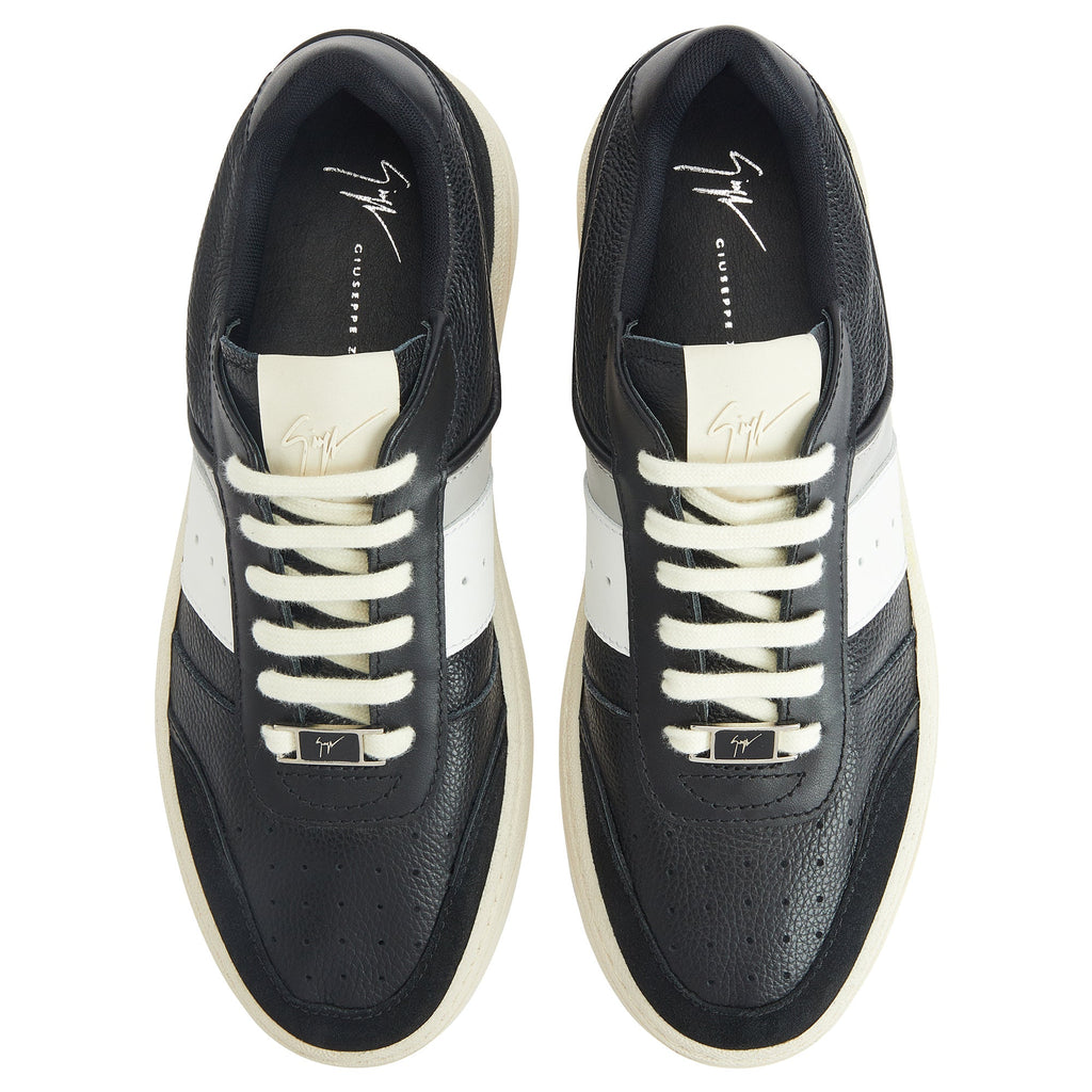 Giuseppe Zanotti Sneakers Z68 White Stripe Suede Front Black