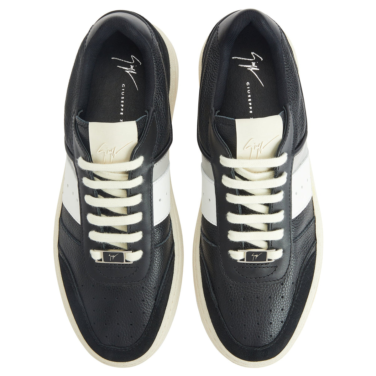 Giuseppe Zanotti Sneakers Z68 White Stripe Suede Front Black