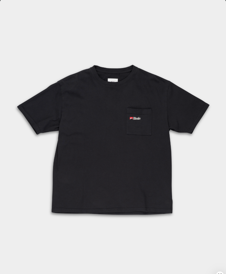 Rhude Men's Moonlight Wolf Pocket Tee Vintage Black/White/Red | RHFW25TT03012-3159